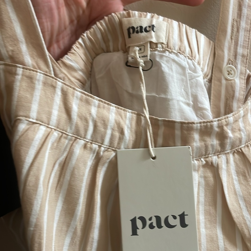 Pact White and Tan Striped Midi Sundress - Picture 4 of 7